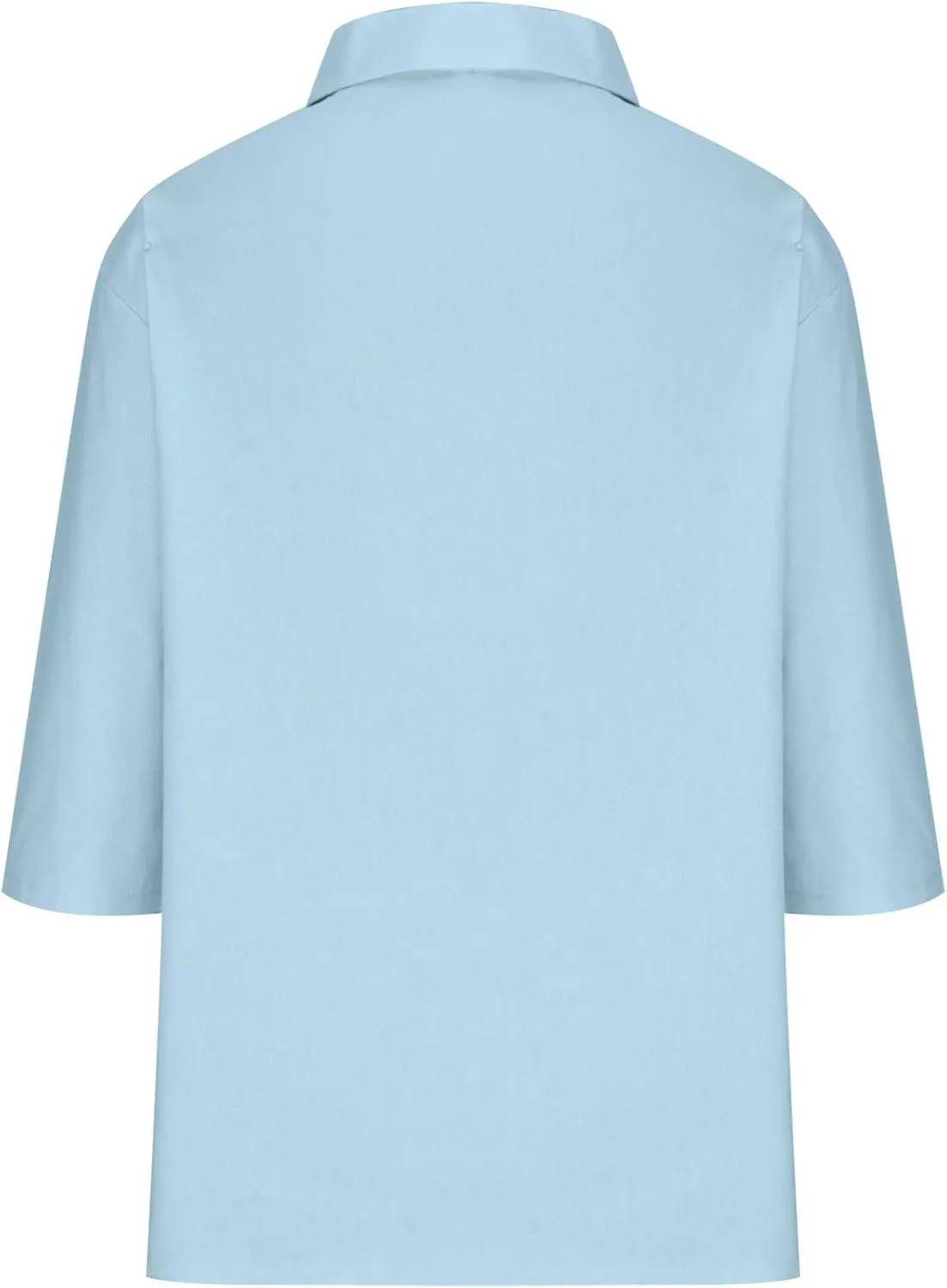 Women Summer 3/4 Sleeve Cotton Linen Blouse Top Button Collared Henley Shirt Basic Plain T-Shirts Loose Fit Tunic Tops
