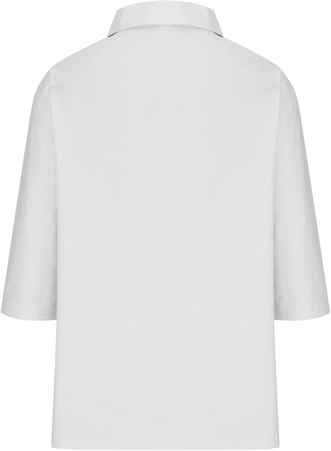 Women Summer 3/4 Sleeve Cotton Linen Blouse Top Button Collared Henley Shirt Basic Plain T-Shirts Loose Fit Tunic Tops
