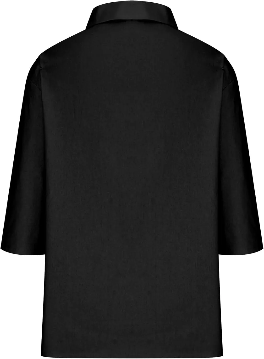 Women Summer 3/4 Sleeve Cotton Linen Blouse Top Button Collared Henley Shirt Basic Plain T-Shirts Loose Fit Tunic Tops