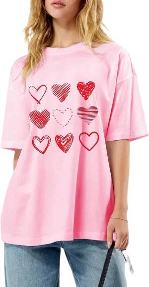 Women Teen Girls Oversized Graphic Tee Shirt Y2k Short Sleeve Baggy Shirts Crewneck Loose Tee Top Summer Clothes
