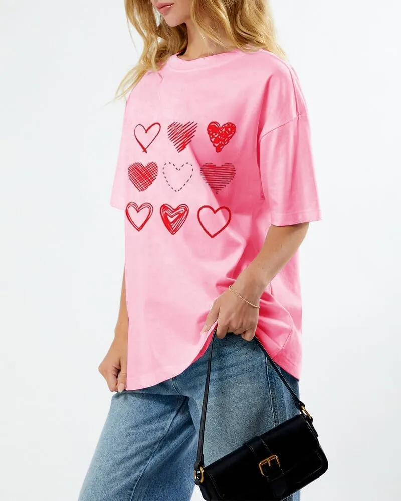 Women Teen Girls Oversized Graphic Tee Shirt Y2k Short Sleeve Baggy Shirts Crewneck Loose Tee Top Summer Clothes