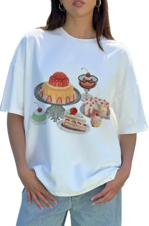 Women Teen Girls Oversized Graphic Tee Shirt Y2k Short Sleeve Baggy Shirts Crewneck Loose Tee Top Summer Clothes