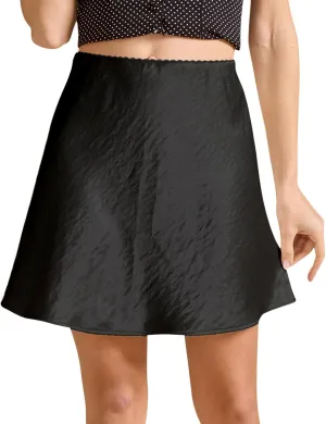 Women's 2025 Summer Cute Satin Mini Skirt Elastic High Waisted Casual A-Line Flared Silk Short Skirts for Women