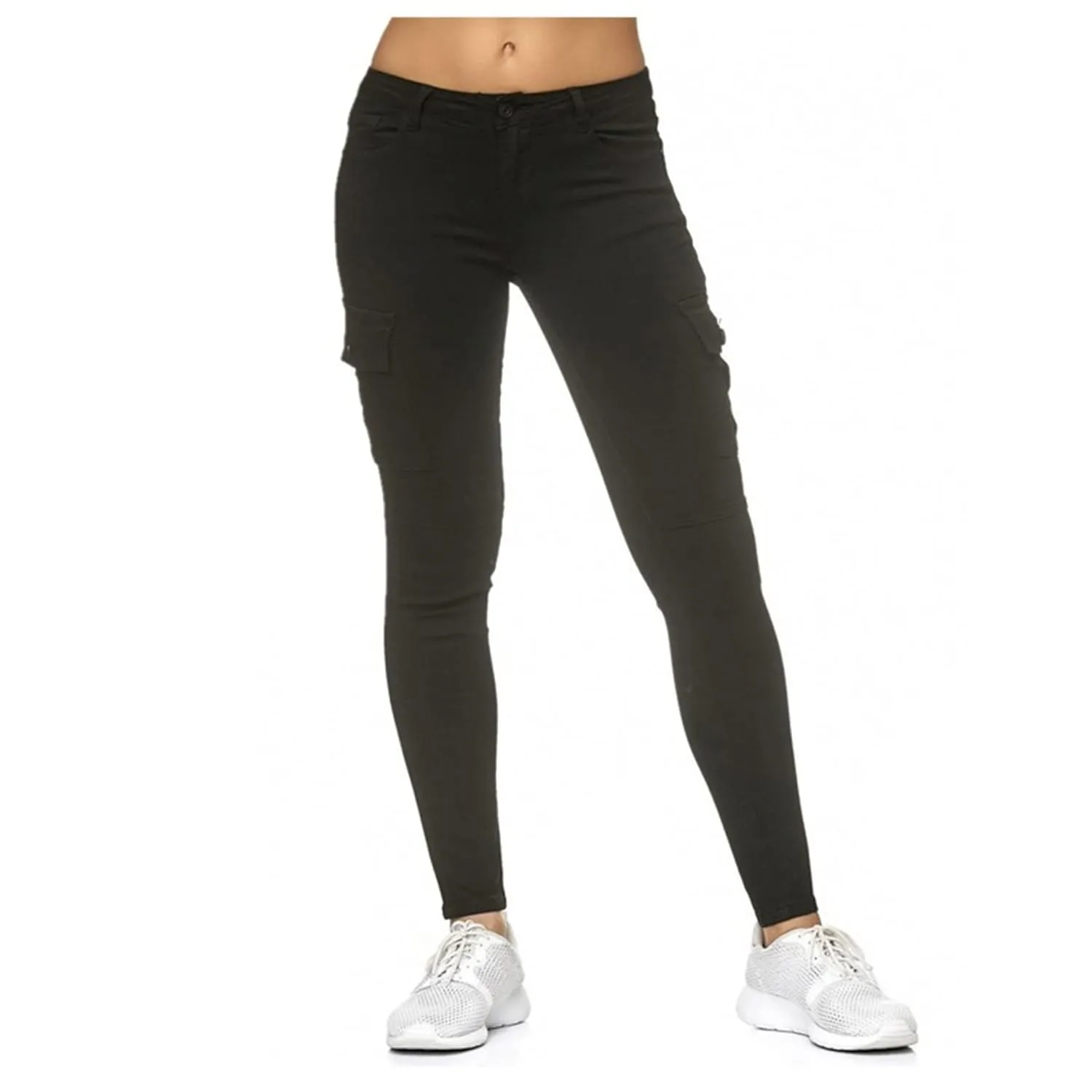 Women's Butt Lift Mid Rise Denim Skinny Jeans Slim Fit Stretchy Washed Skinny Jeans with Side Pockets (Large,Black)