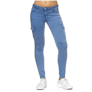 Women's Butt Lift Mid Rise Denim Skinny Jeans Slim Fit Stretchy Washed Skinny Jeans with Side Pockets (Large,Blue)