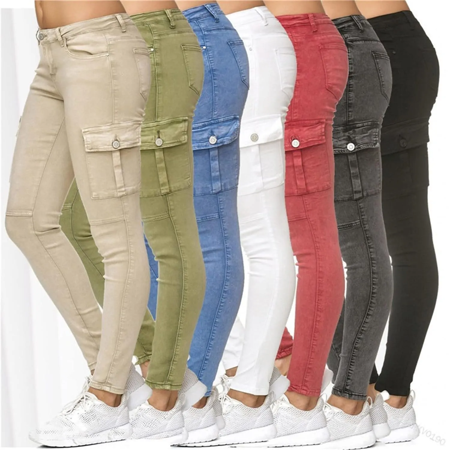 Women's Butt Lift Mid Rise Denim Skinny Jeans Slim Fit Stretchy Washed Skinny Jeans with Side Pockets (Large,Blue)