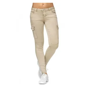 Women's Butt Lift Mid Rise Denim Skinny Jeans Slim Fit Stretchy Washed Skinny Jeans with Side Pockets (Large,Khaki)