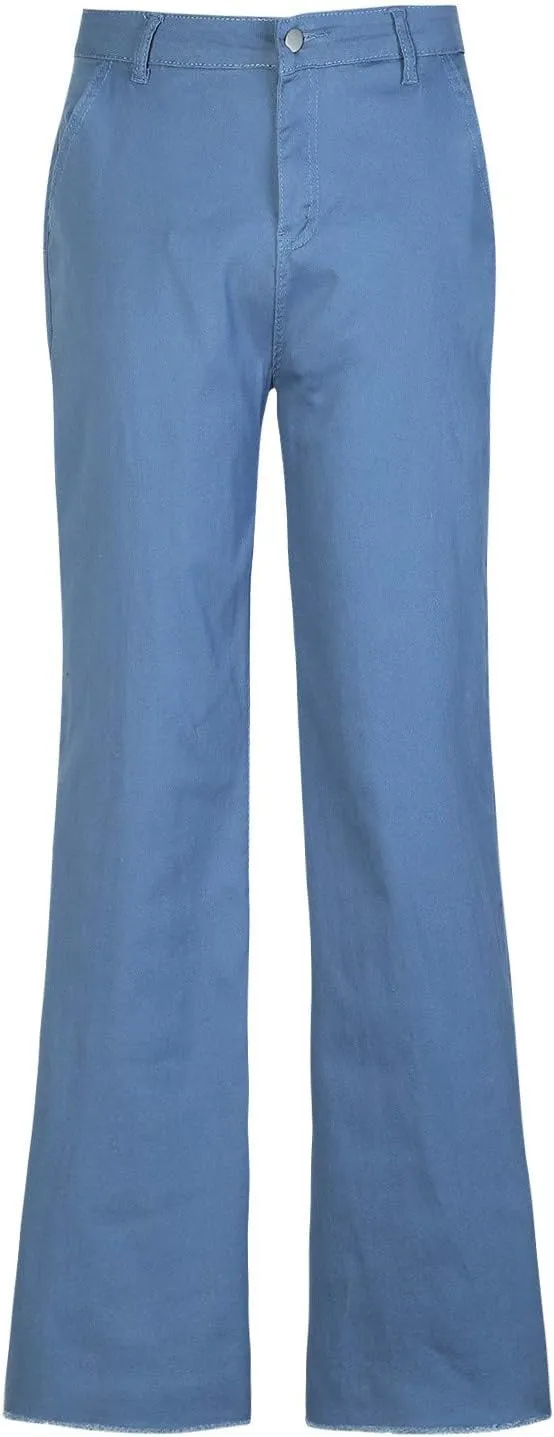 Womens Casual Wide Leg Jeans Petite to Plus Size Stretch Wide Leg Jeans Loose Fit Stretch Jeggings with Pockets