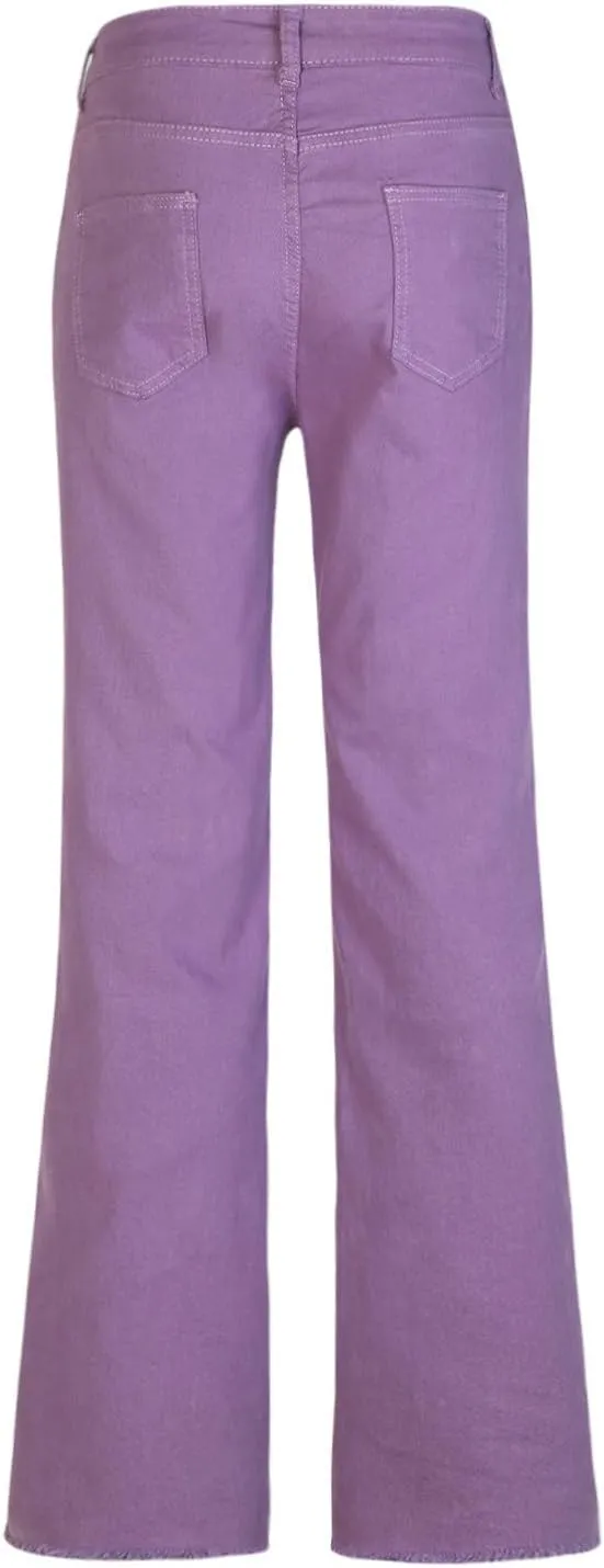 Womens Casual Wide Leg Jeans Petite to Plus Size Stretch Wide Leg Jeans Loose Fit Stretch Jeggings with Pockets