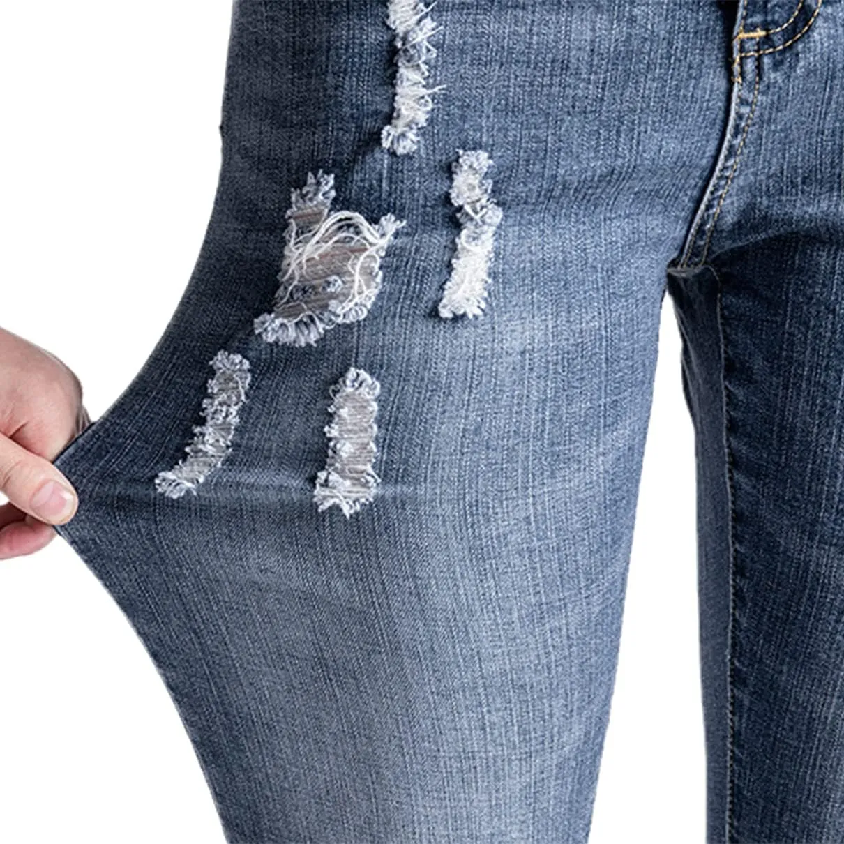 Women's Classic Washed Stretch Ripped Skinny Jeans