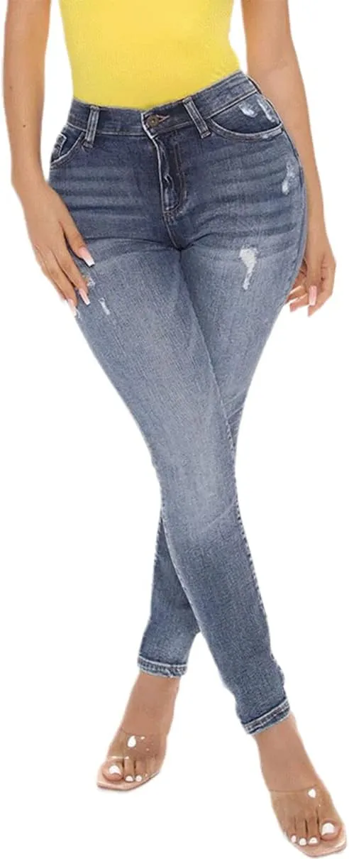 Women's Classic Washed Stretch Ripped Skinny Jeans