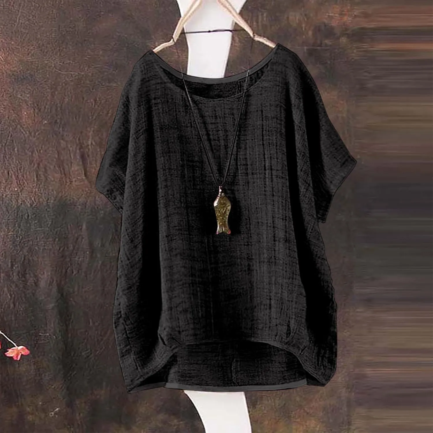 Womens Cotton Linen Crewneck Short Sleeve Tshirts Loose Summer Boho Beach Tunic Tops 2025 Casual Solid Cute Blouses