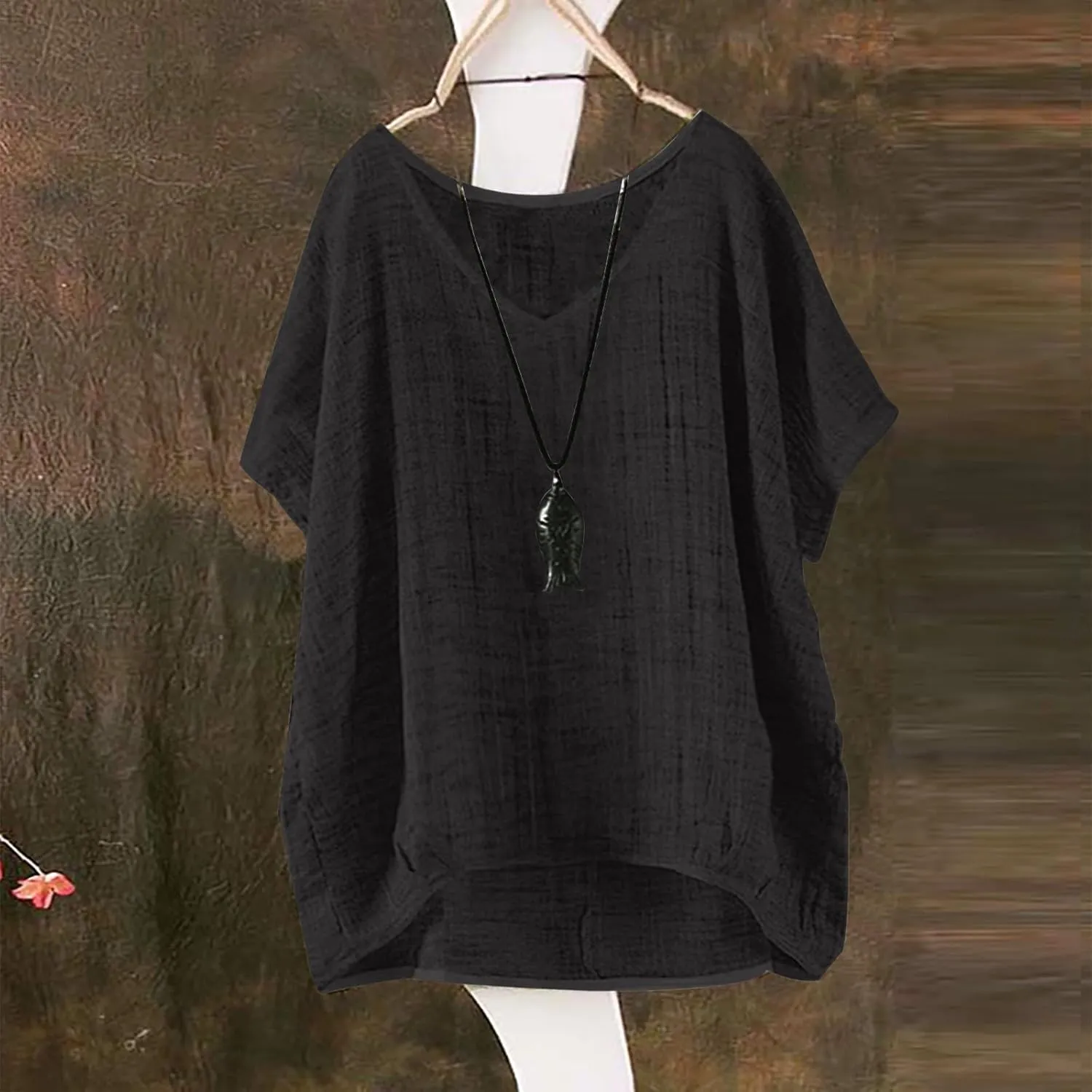 Womens Cotton Linen Crewneck Short Sleeve Tshirts Loose Summer Boho Beach Tunic Tops 2025 Casual Solid Cute Blouses