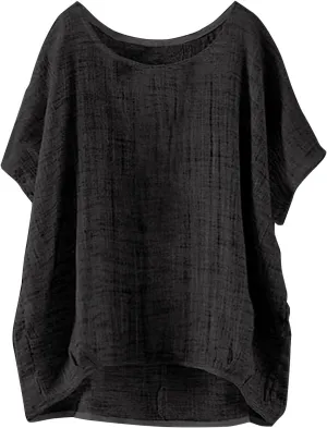 Womens Cotton Linen Crewneck Short Sleeve Tshirts Loose Summer Boho Beach Tunic Tops 2025 Casual Solid Cute Blouses