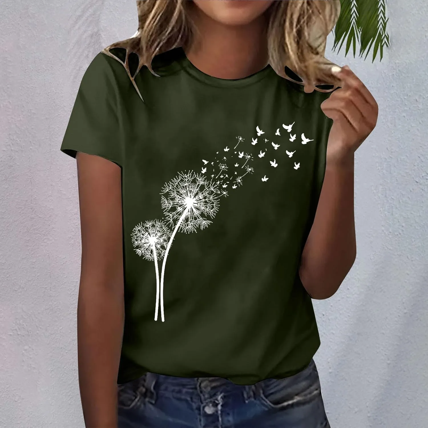 Women's Dandelion Printed Shirt Floral Summer Tops Loose Fit Casual Summer Outfits Soft Clothes 2025