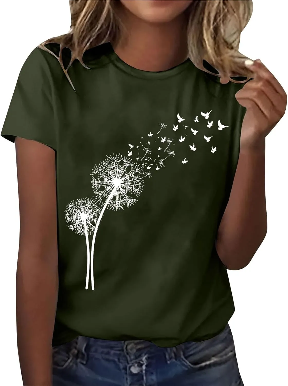 Women's Dandelion Printed Shirt Floral Summer Tops Loose Fit Casual Summer Outfits Soft Clothes 2025