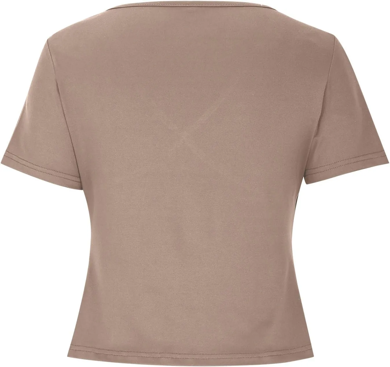 Women's Deep V Neck Tops Trendy Short Sleeve Slim Fitted T Shirts Dressy Solid Front Wrap Ruched Yoga Tee Shirt