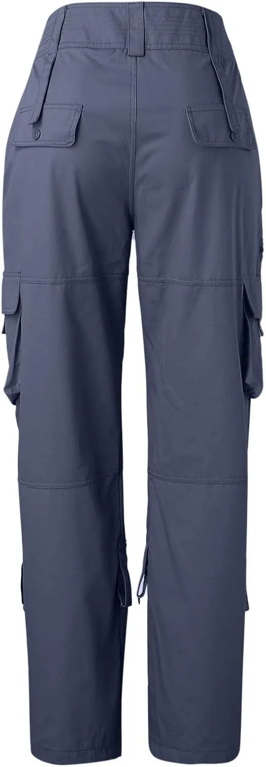 Womens Elastic High Waisted Cargo Pants Casual Relaxed Fit Multi Pockets Work Pants Trendy Y2K Streetwear Trousers