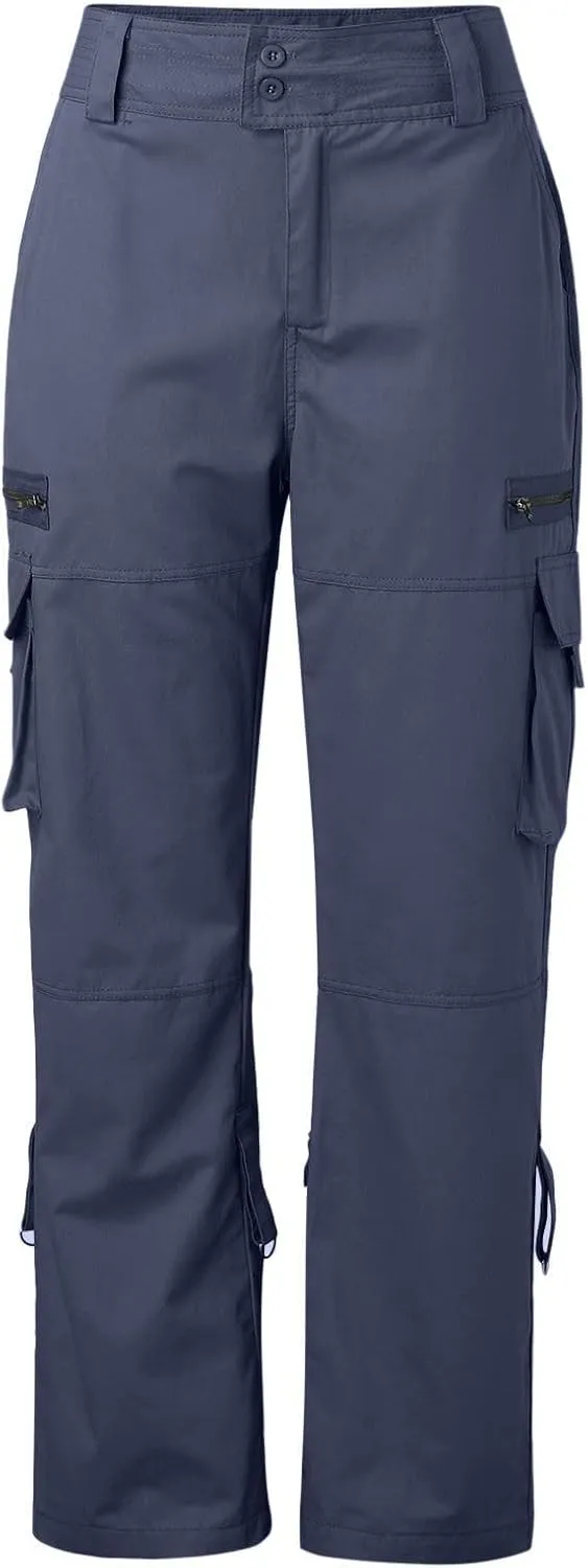 Womens Elastic High Waisted Cargo Pants Casual Relaxed Fit Multi Pockets Work Pants Trendy Y2K Streetwear Trousers