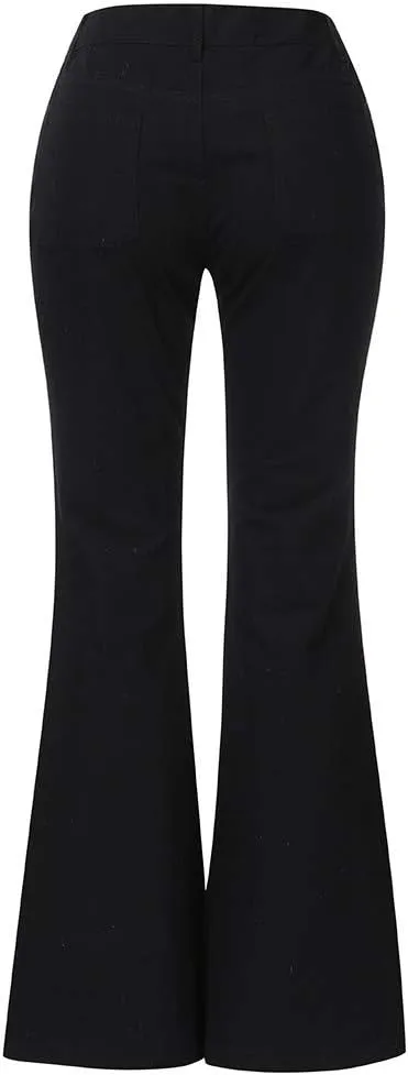 Women's Flare Bell Bottom Jeans Ripped High Rise Stretch Butt Lifting Button Fly Flared Jeans Denim Pants