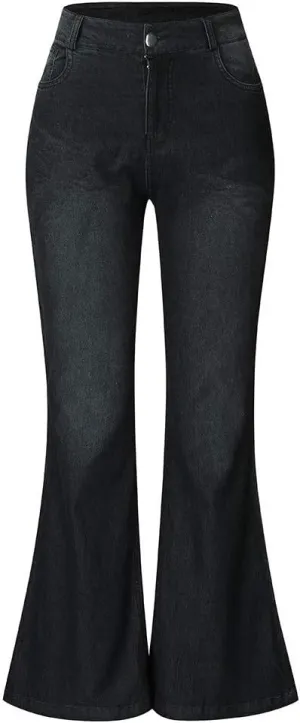 Women's Flared Jeans High Waisted Skinny Stretch Trousers Daily Wear Trendy Casual Denim Pants with Pockets