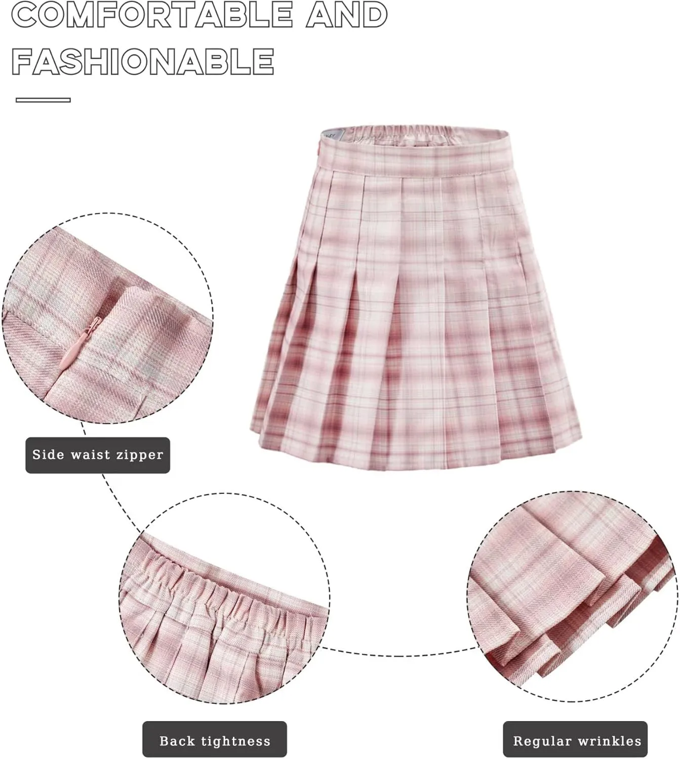 Womens Girls Pleated Tennis Skirts High Waisted A-line Skirt School Uniform Athletic Golf Skorts with Shorts,2T-4XL