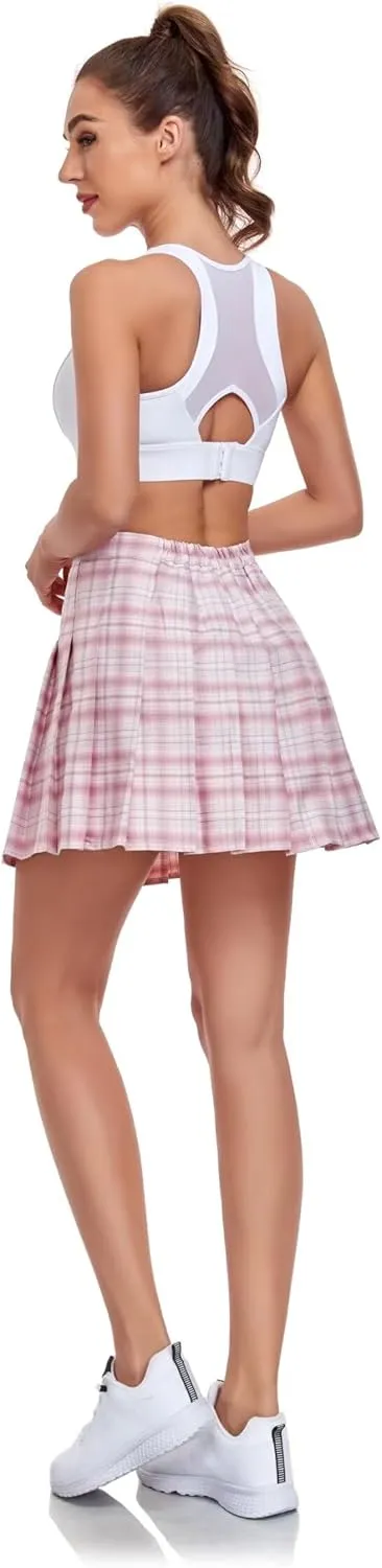 Womens Girls Pleated Tennis Skirts High Waisted A-line Skirt School Uniform Athletic Golf Skorts with Shorts,2T-4XL