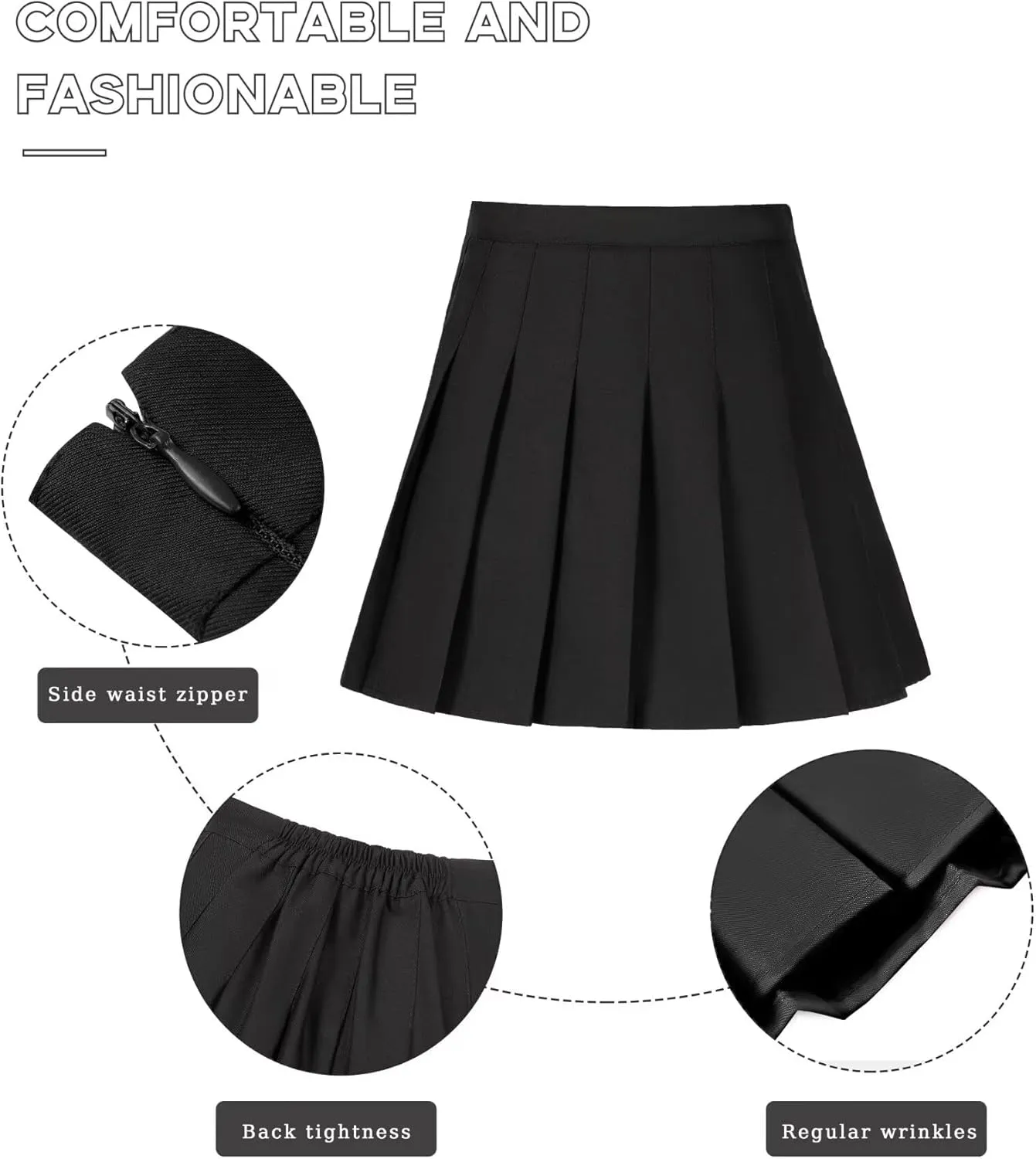 Womens Girls Pleated Tennis Skirts High Waisted A-line Skirt School Uniform Athletic Golf Skorts with Shorts,2T-4XL
