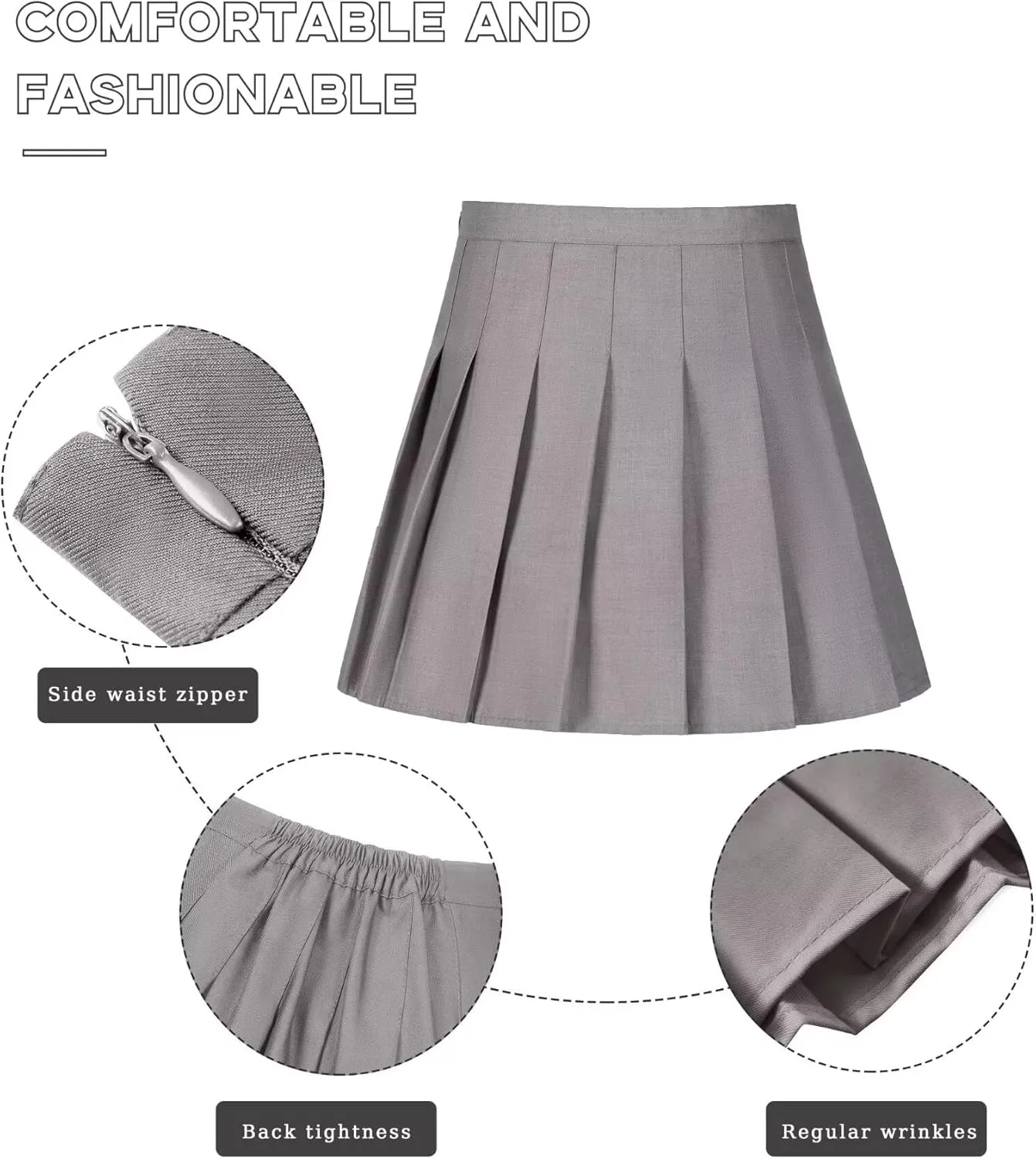 Womens Girls Pleated Tennis Skirts High Waisted A-line Skirt School Uniform Athletic Golf Skorts with Shorts,2T-4XL