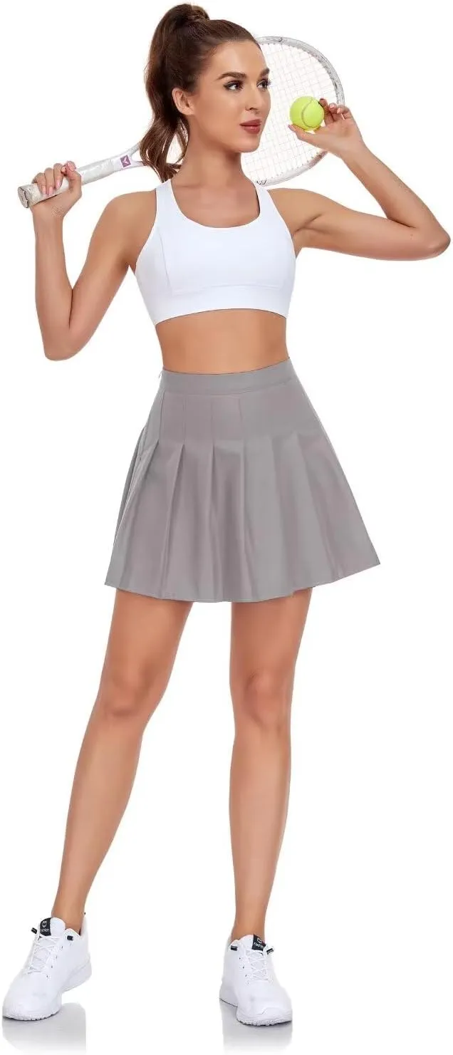 Womens Girls Pleated Tennis Skirts High Waisted A-line Skirt School Uniform Athletic Golf Skorts with Shorts,2T-4XL
