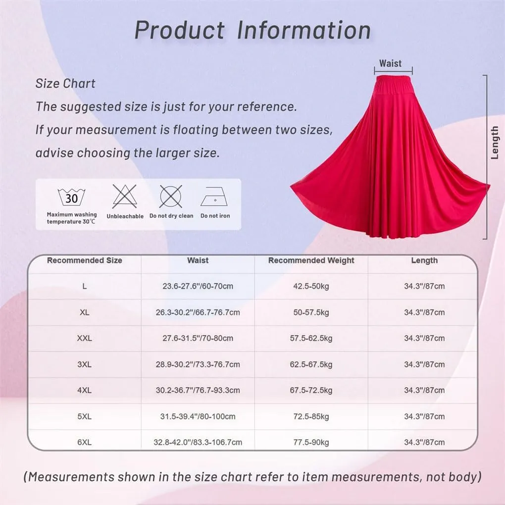 Womens High Waist A-Line Skirts Elastic Waistband Ruffle Casual Solid Color Maxi Skirt