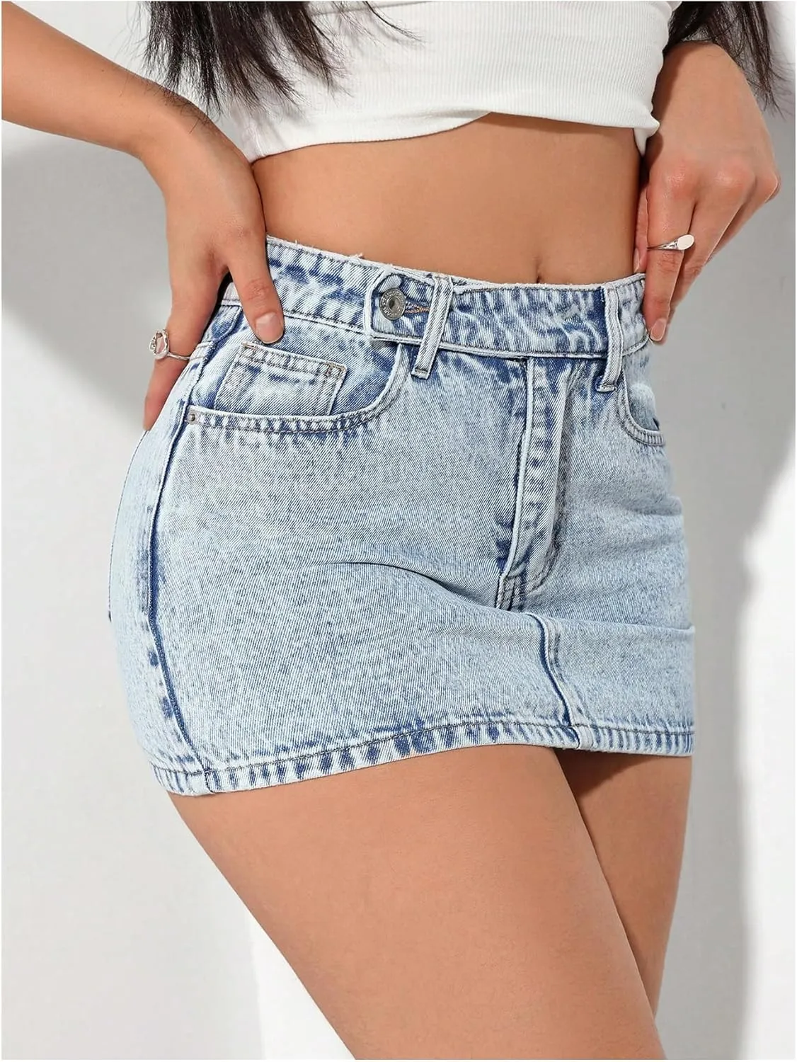 Women's High Waisted Bodycon Mini Jean Skirt Y2K Casual Pencil Denim Skirts