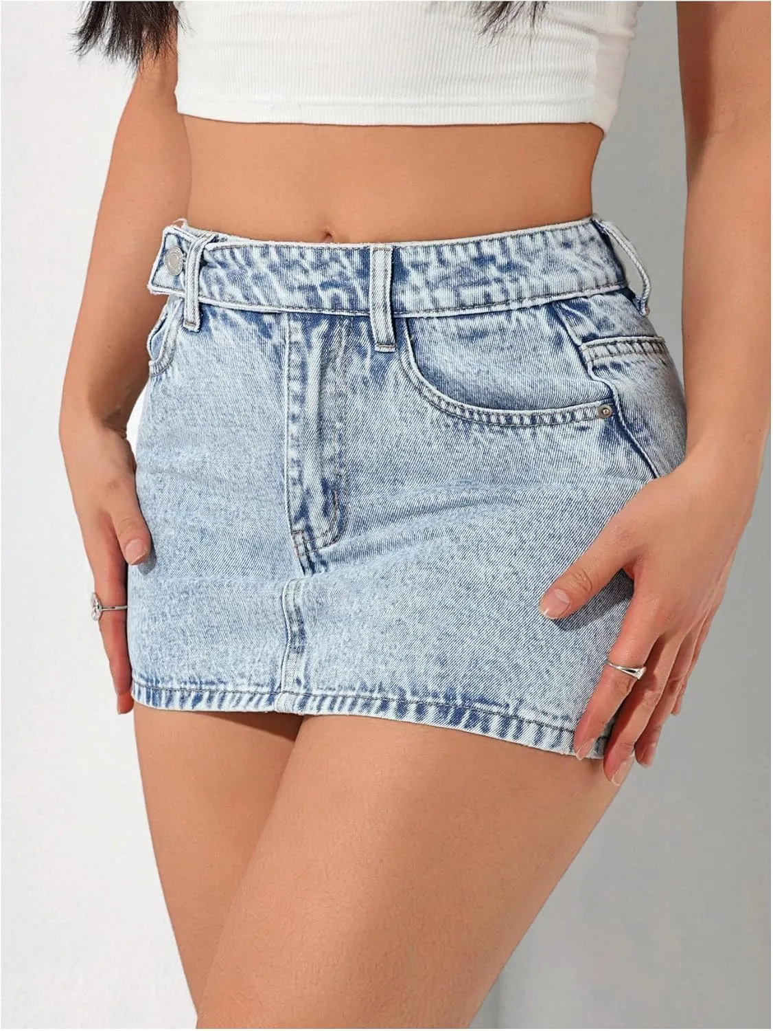 Women's High Waisted Bodycon Mini Jean Skirt Y2K Casual Pencil Denim Skirts