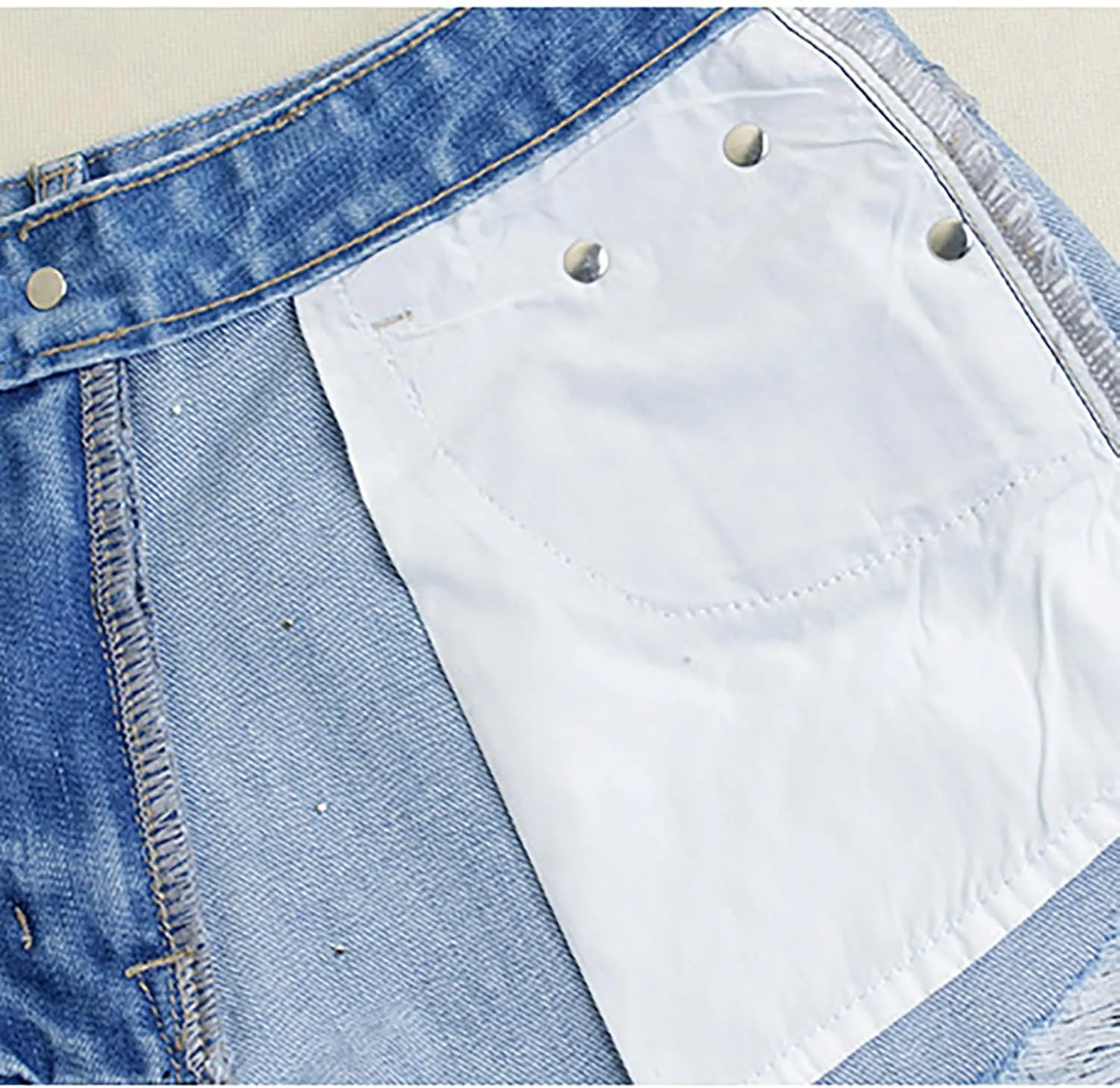 Women's High Waisted Jeans Solid Color Pearl Studded Bead Hot Drill Womens Boxing Shorts Cotton