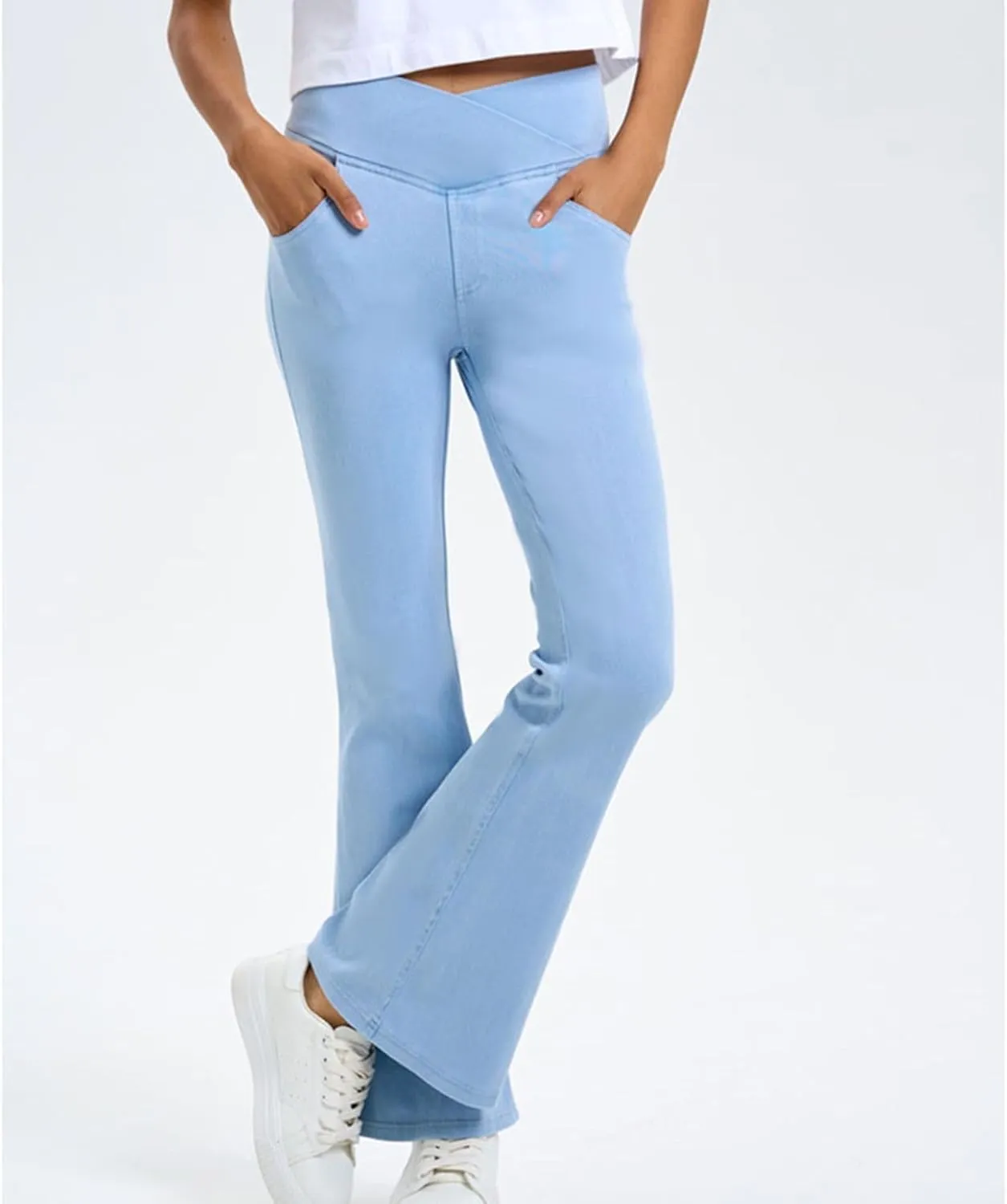 Women's High Waisted Jeans Yoga Trousers Workout Hiking Stretch Elastic Waist Fall Ankle Denim Pant