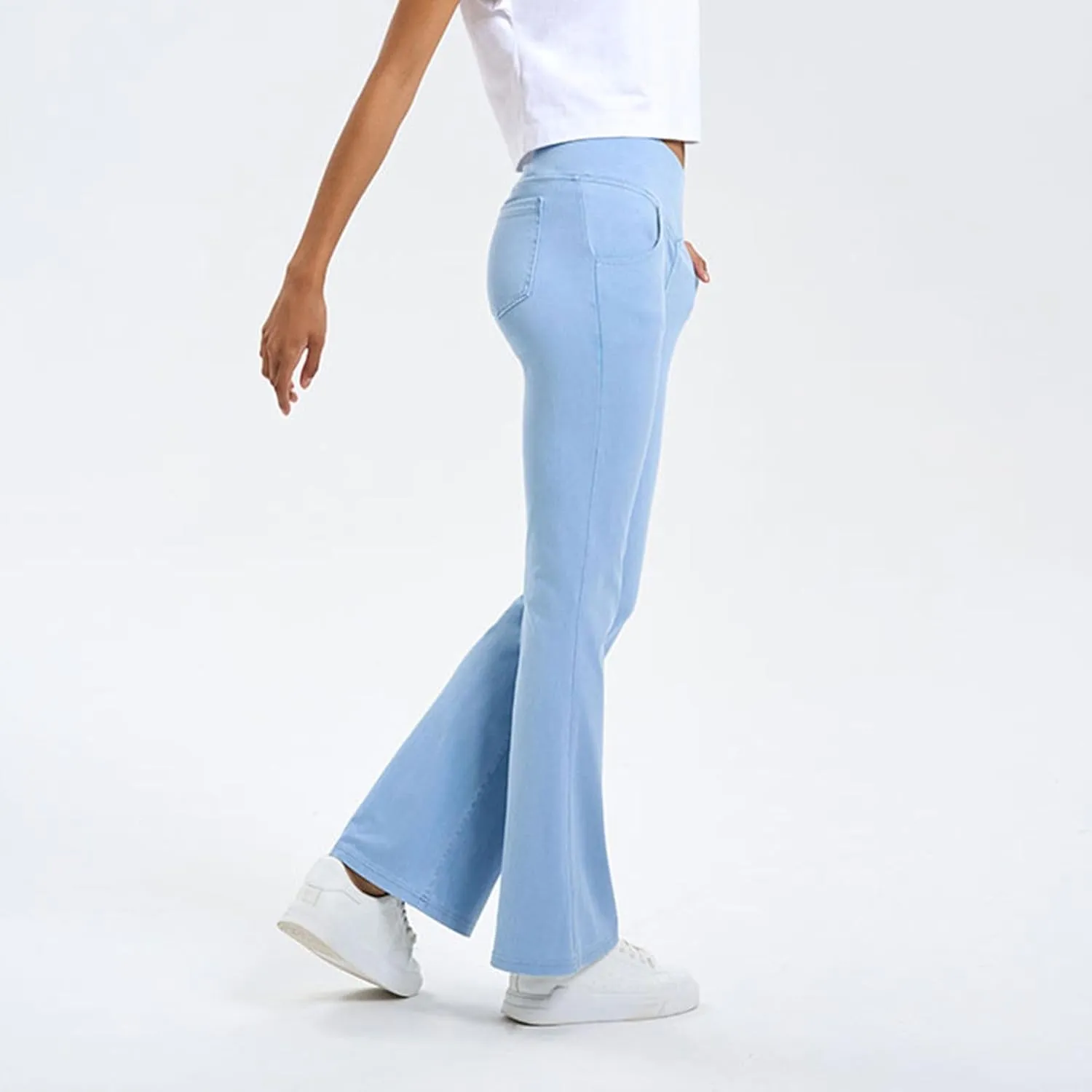 Women's High Waisted Jeans Yoga Trousers Workout Hiking Stretch Elastic Waist Fall Ankle Denim Pant