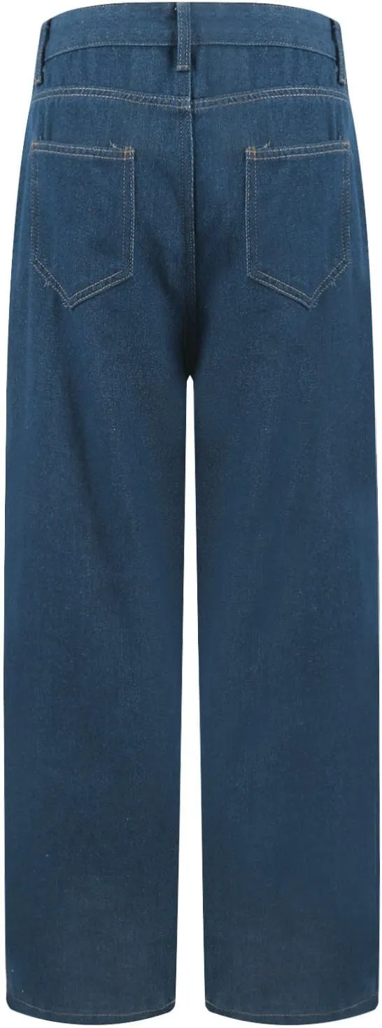 Women's High-Waisted Wide Leg Jeans Vintage Denim Pants Comfortable Casual Loose Fit Retro Style
