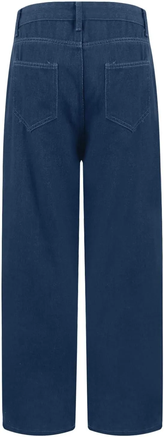 Women's High-Waisted Wide Leg Jeans Vintage Denim Pants Comfortable Casual Loose Fit Retro Style