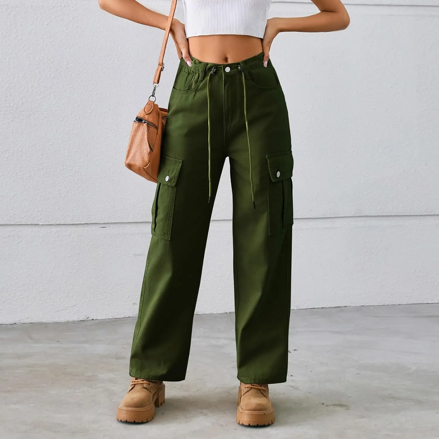 Womens Jeans Casual High Waisted Jeans Stretch Wide Leg Loose Denim Pants with Pockets