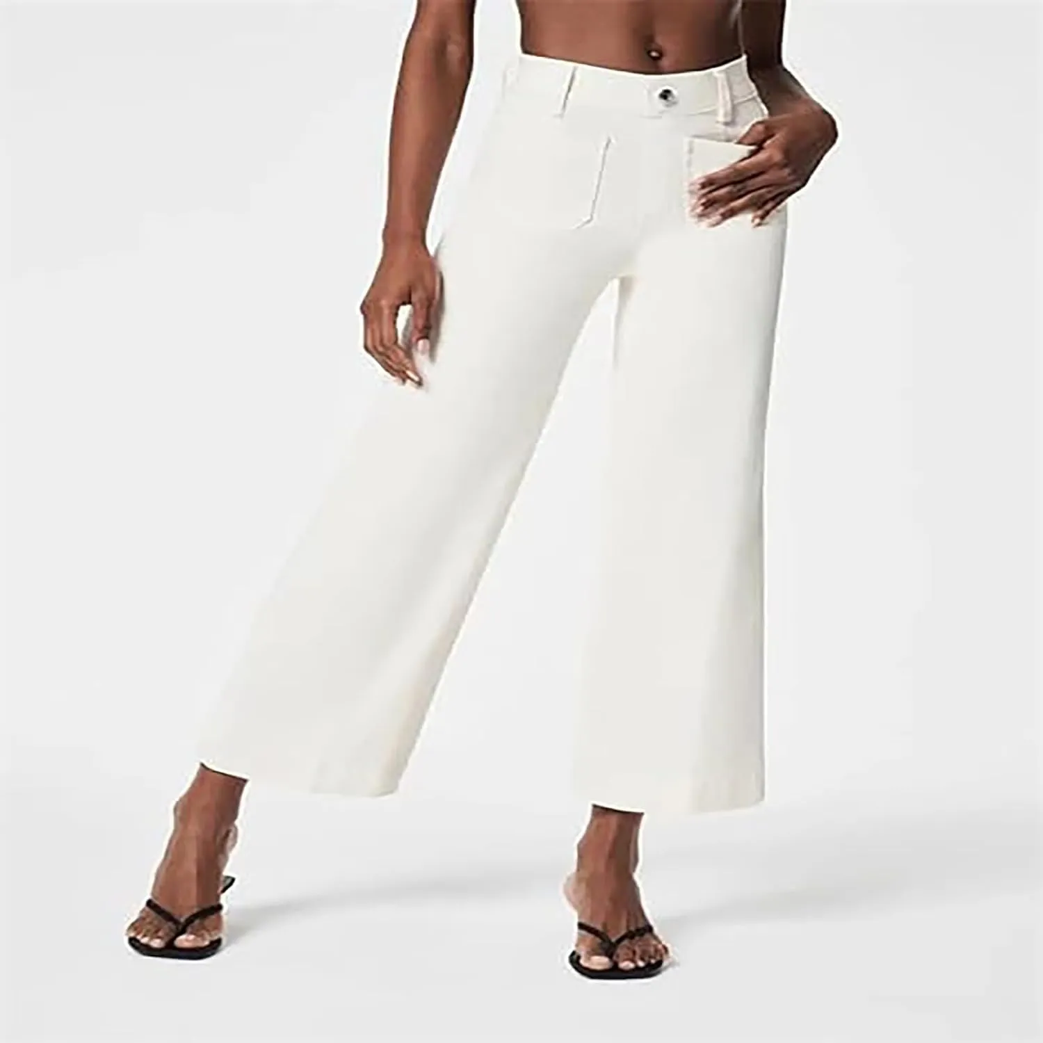 Womens Jeans High Waisted Wide Leg Flare Cropped Denim Jeans Straight Leg Stretch Jean Capris Casual Trendy Ankle Pant