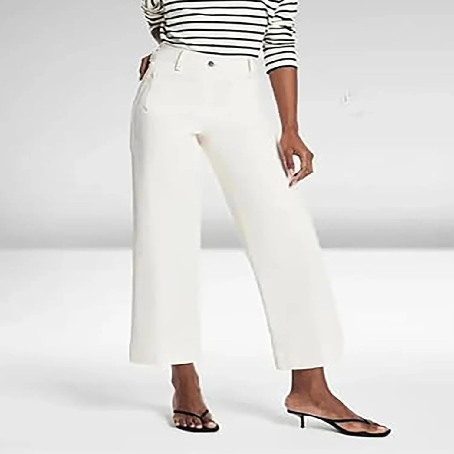 Womens Jeans High Waisted Wide Leg Flare Cropped Denim Jeans Straight Leg Stretch Jean Capris Casual Trendy Ankle Pant