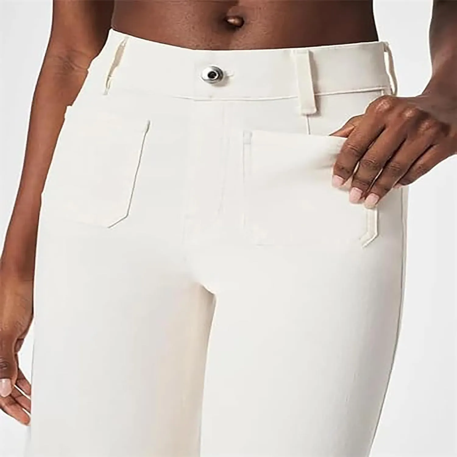 Womens Jeans High Waisted Wide Leg Flare Cropped Denim Jeans Straight Leg Stretch Jean Capris Casual Trendy Ankle Pant