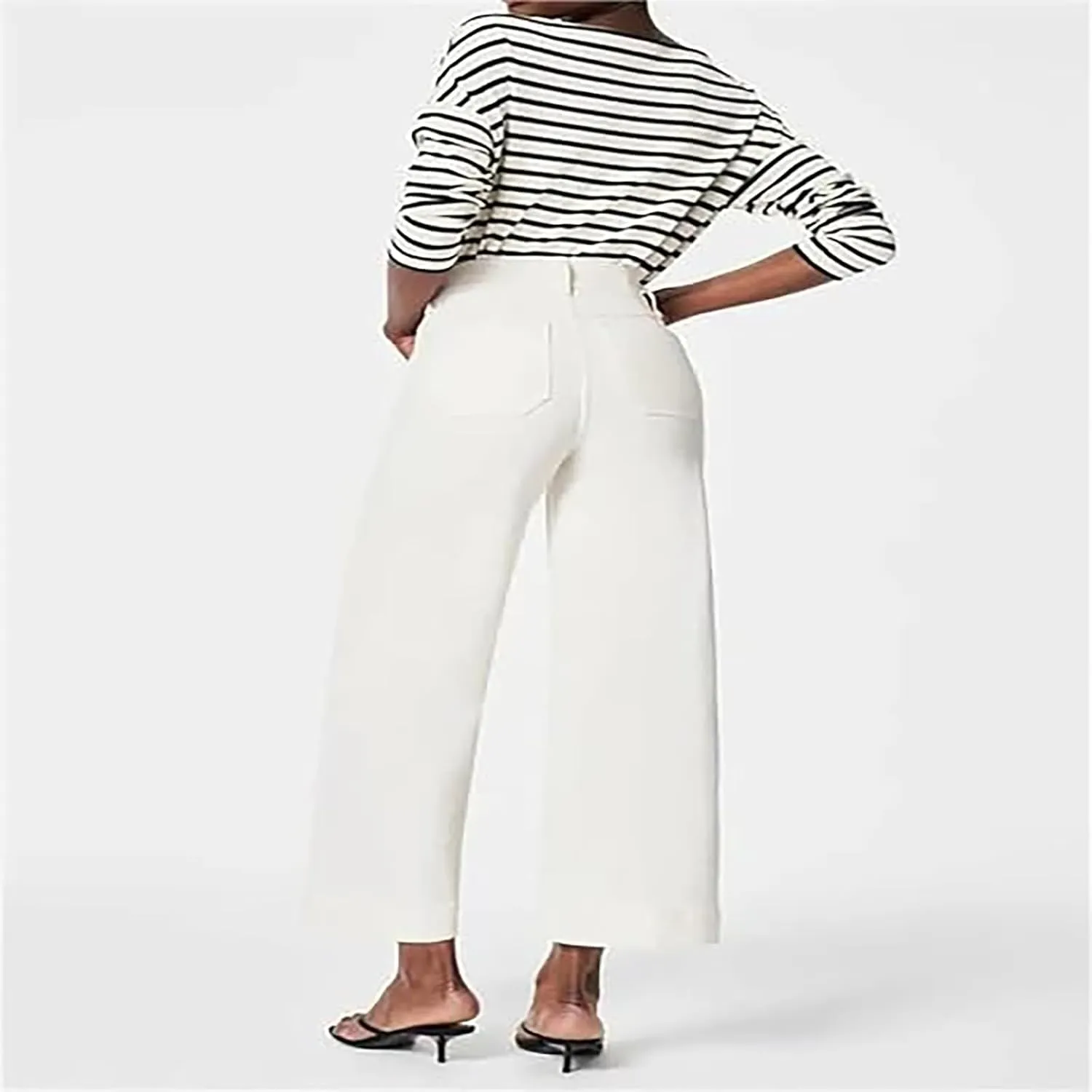Womens Jeans High Waisted Wide Leg Flare Cropped Denim Jeans Straight Leg Stretch Jean Capris Casual Trendy Ankle Pant