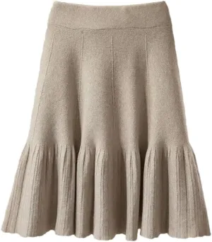 Women's Knitted Mini Sweater Skirts Elastic High Waist Short Pleated Skirts