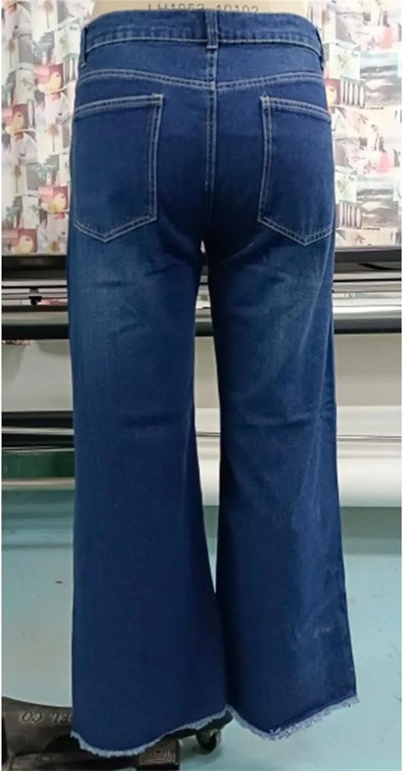 Women's Loose Stretch Jeans Business Mid Rise Wide Leg Casual Pants Fashion Retro Straight Jeans Solid Color