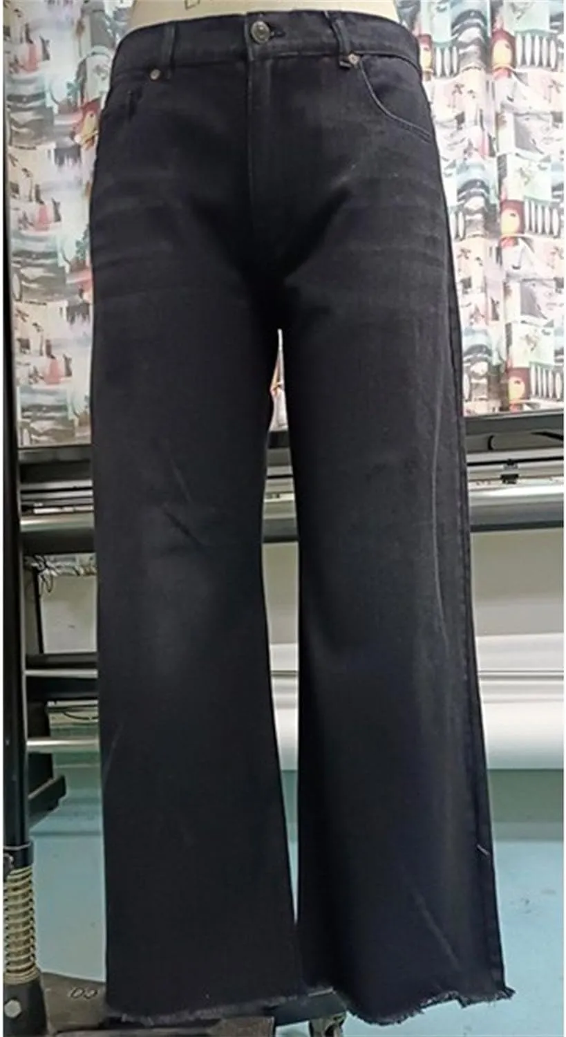 Women's Loose Stretch Jeans Business Mid Rise Wide Leg Casual Pants Fashion Retro Straight Jeans Solid Color