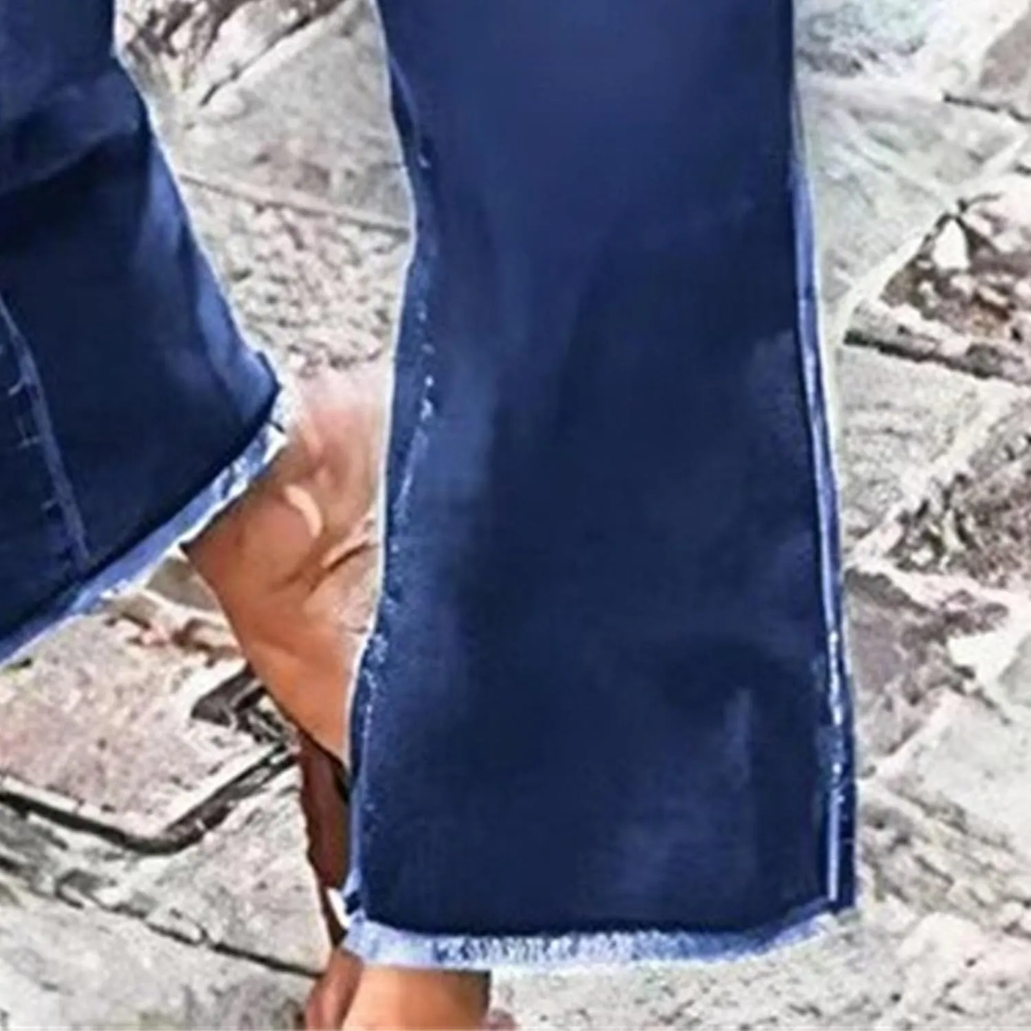 Women's Loose Stretch Jeans Business Mid Rise Wide Leg Casual Pants Fashion Retro Straight Jeans Solid Color
