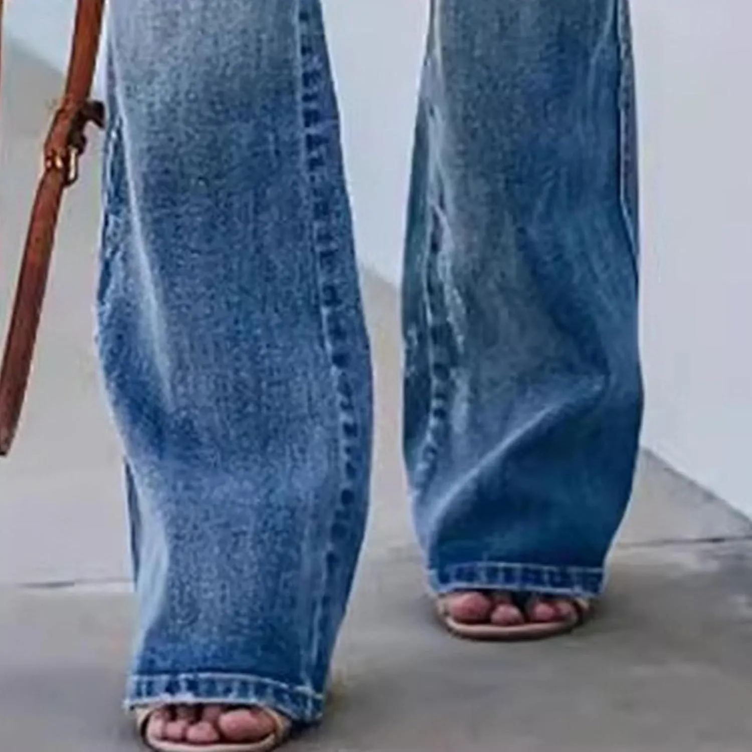 Women's Mid Waist Flared Jeans Tight Fashion Casual Pants 2025 Spring Slim Fit Micro Flared Pants Solid Color Jeans