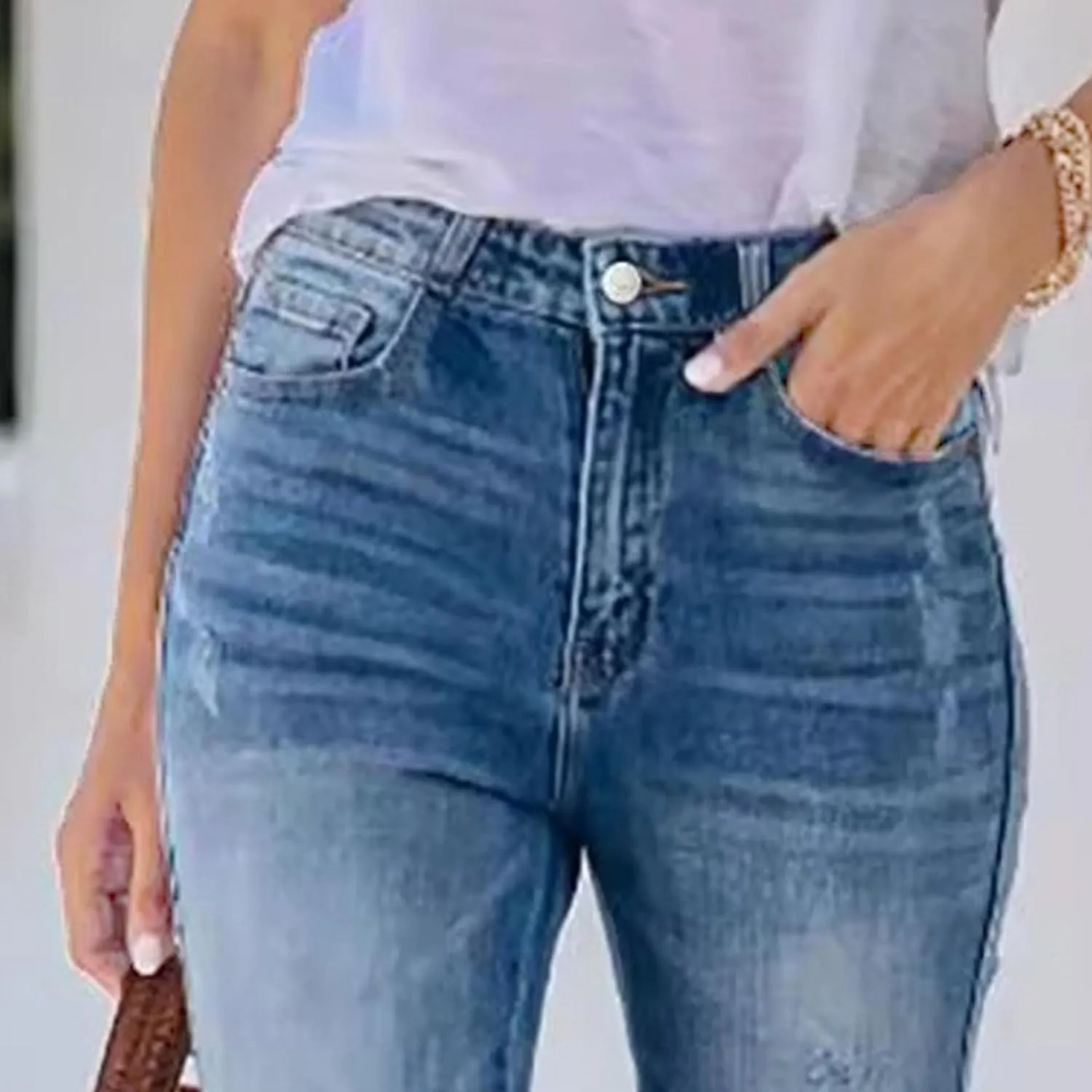 Women's Mid Waist Flared Jeans Tight Fashion Casual Pants 2025 Spring Slim Fit Micro Flared Pants Solid Color Jeans