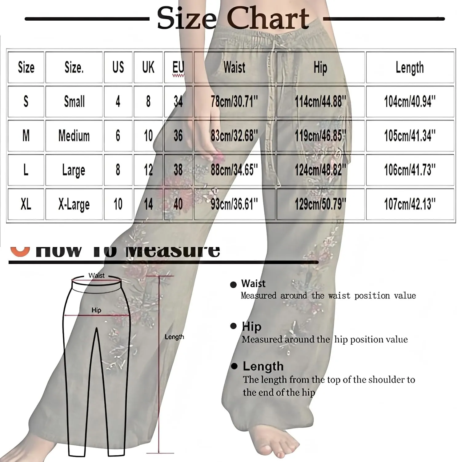Womens Palazzo Pants Boho Embroidery Plus Size Fit Linen Pants Strendy Pull On Layered Loose Wide Leg Trousers